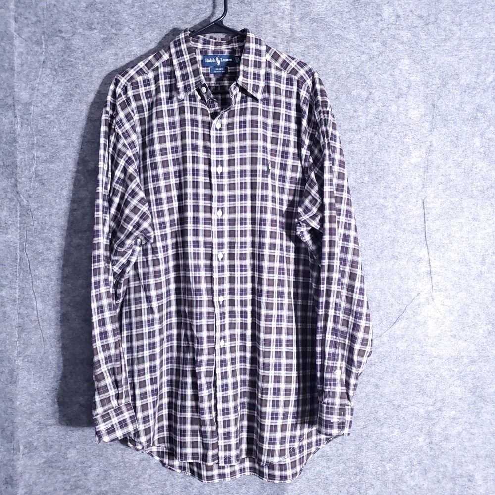 Ralph Lauren Blake Plaid Button Down Shirt Men's Size L Cotton Pony Check Preppy